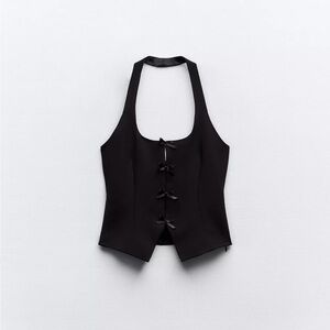 Zara Black Bow Halter Tank Top